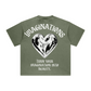 260GSM Unisex Heavyweight Re-Washed Distressed Crew Neck T-shirt Greyish Green