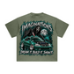 260GSM Unisex Heavyweight Re-Washed Distressed Crew Neck T-shirt Greyish Green