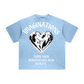 260GSM Unisex Heavyweight Re-Washed Distressed Crew Neck T-shirt Sky Blue