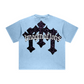 260GSM Unisex Heavyweight Re-Washed Distressed Crew Neck T-shirt Sky Blue