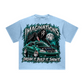 260GSM Unisex Heavyweight Re-Washed Distressed Crew Neck T-shirt Sky Blue