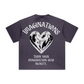 260GSM Unisex Heavyweight Re-Washed Distressed Crew Neck T-shirt Grape Purple