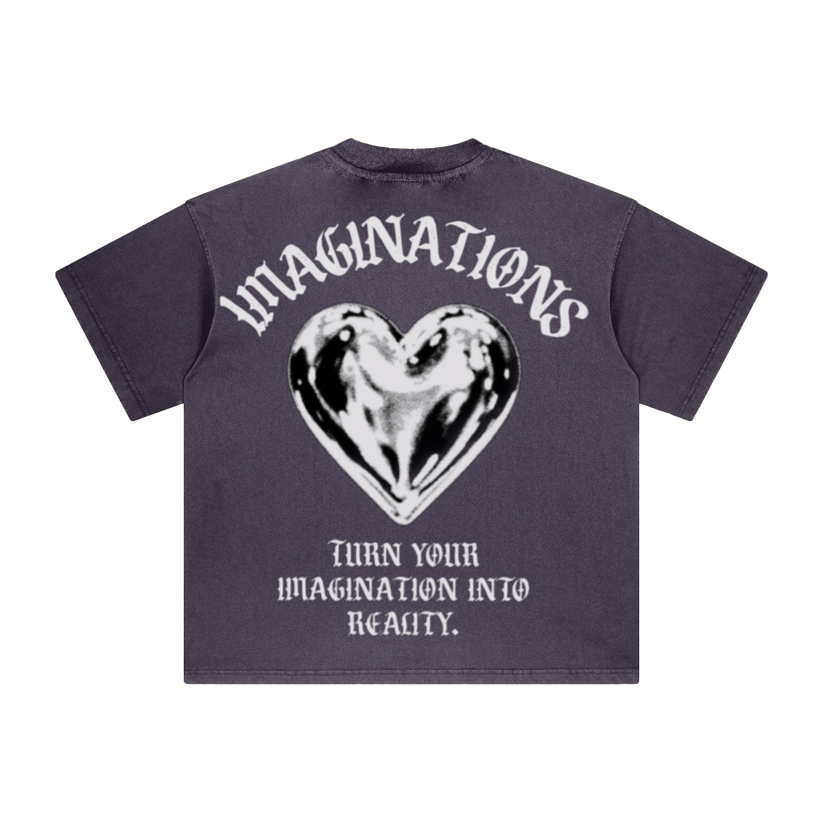260GSM Unisex Heavyweight Re-Washed Distressed Crew Neck T-shirt Grape Purple