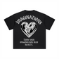 260GSM Unisex Heavyweight Re-Washed Distressed Crew Neck T-shirt Black