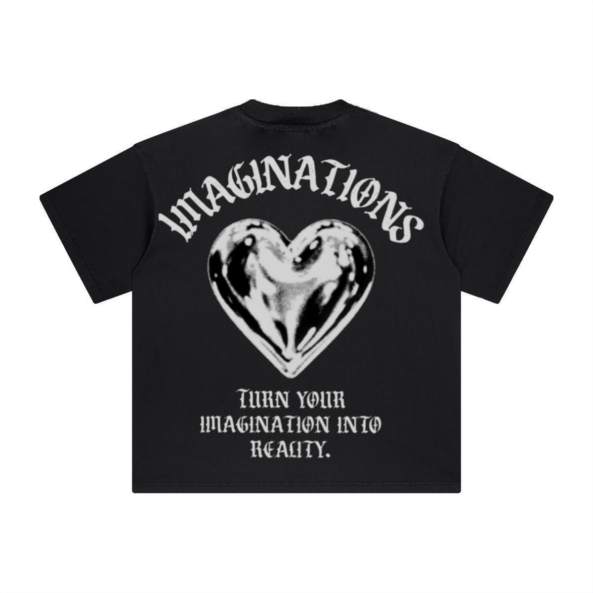 260GSM Unisex Heavyweight Re-Washed Distressed Crew Neck T-shirt Black