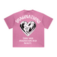 260GSM Unisex Heavyweight Re-Washed Distressed Crew Neck T-shirt Pink