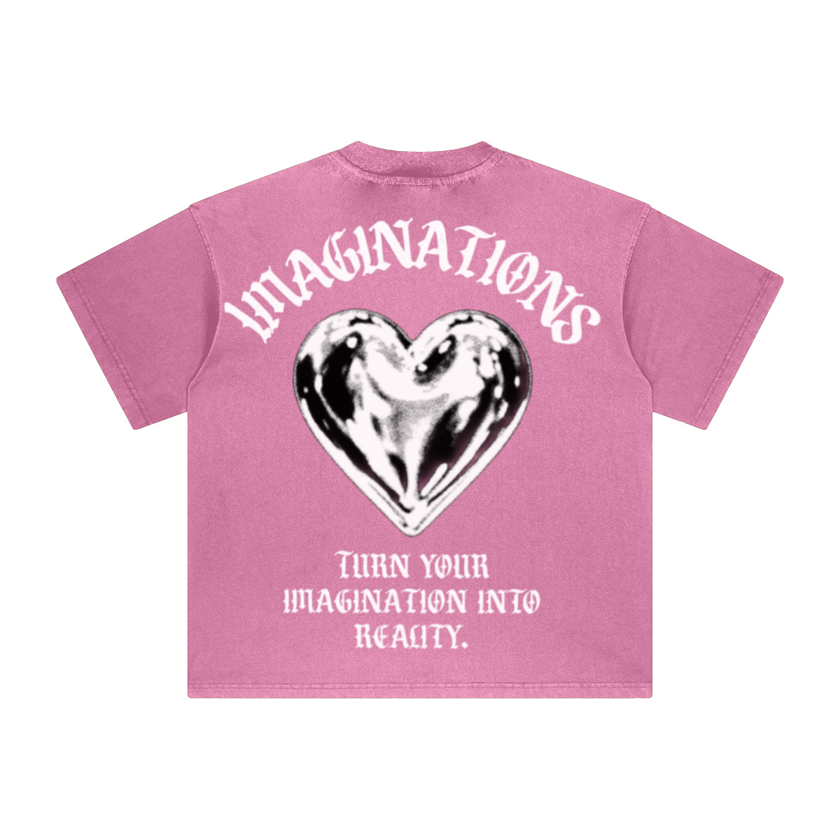 260GSM Unisex Heavyweight Re-Washed Distressed Crew Neck T-shirt Pink