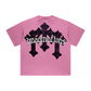 260GSM Unisex Heavyweight Re-Washed Distressed Crew Neck T-shirt Pink
