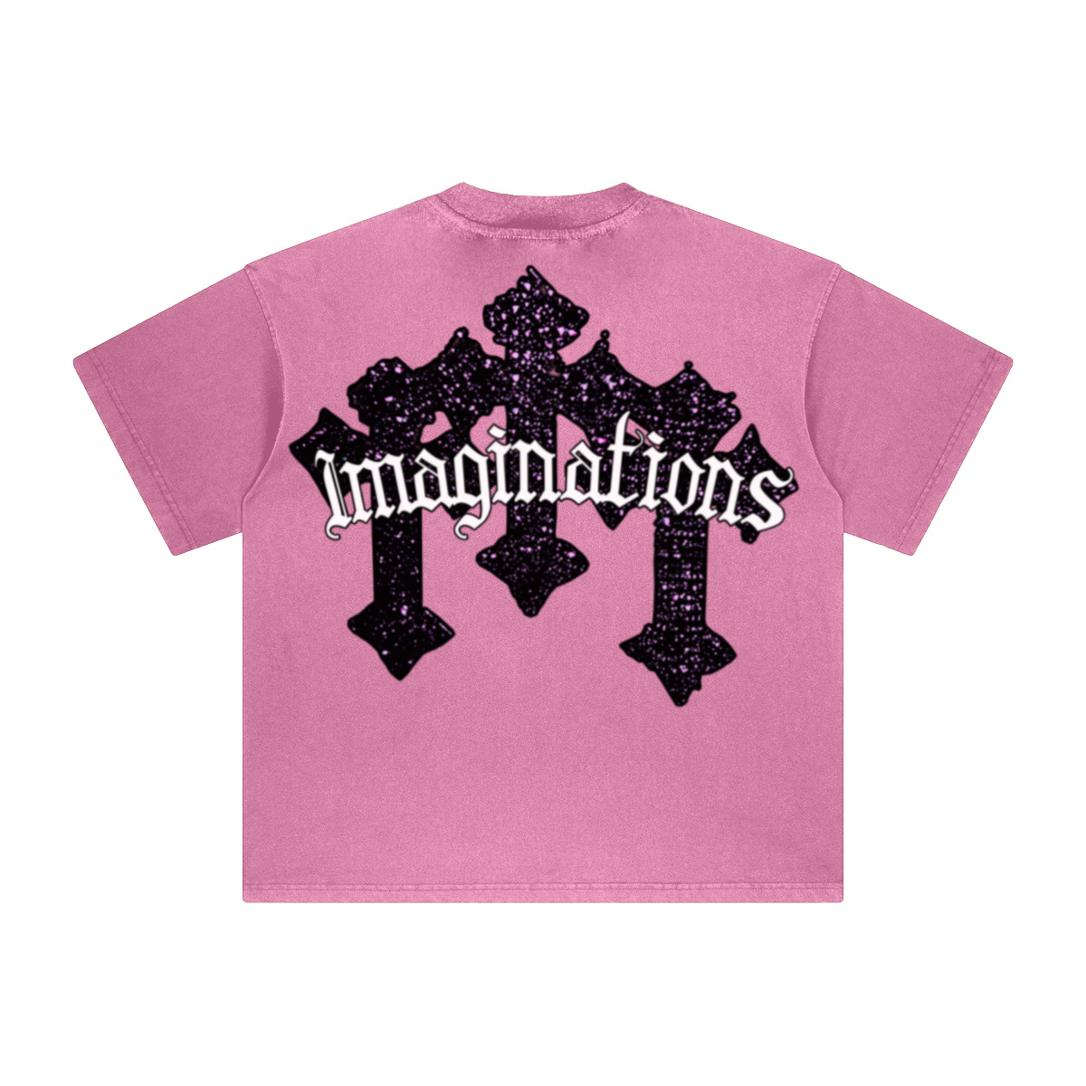 260GSM Unisex Heavyweight Re-Washed Distressed Crew Neck T-shirt Pink