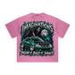 260GSM Unisex Heavyweight Re-Washed Distressed Crew Neck T-shirt Pink