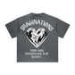260GSM Unisex Heavyweight Re-Washed Distressed Crew Neck T-shirt Slate blue