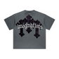 260GSM Unisex Heavyweight Re-Washed Distressed Crew Neck T-shirt Slate blue