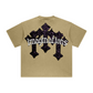 260GSM Unisex Heavyweight Re-Washed Distressed Crew Neck T-shirt Khaki