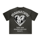 260GSM Unisex Heavyweight Re-Washed Distressed Crew Neck T-shirt Dark gray