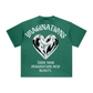 260GSM Unisex Heavyweight Re-Washed Distressed Crew Neck T-shirt Green