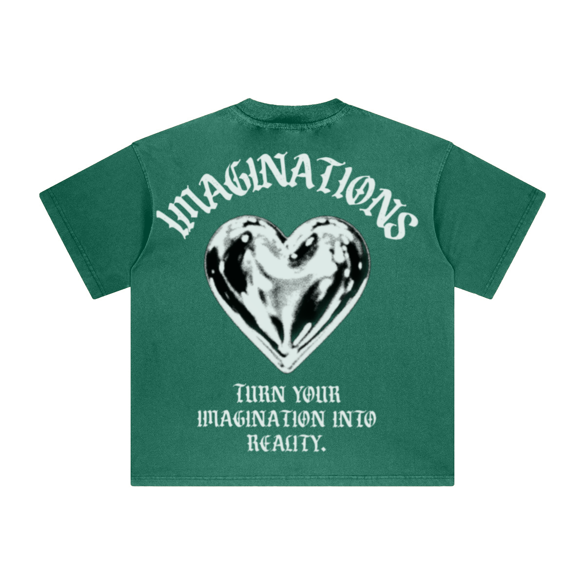 260GSM Unisex Heavyweight Re-Washed Distressed Crew Neck T-shirt Green