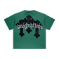 260GSM Unisex Heavyweight Re-Washed Distressed Crew Neck T-shirt Green