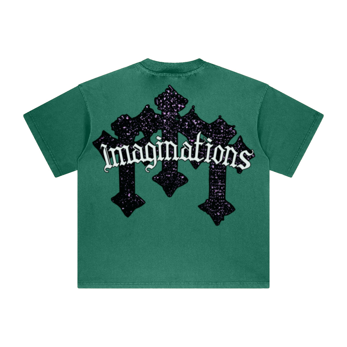 260GSM Unisex Heavyweight Re-Washed Distressed Crew Neck T-shirt Green