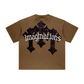 260GSM Unisex Heavyweight Re-Washed Distressed Crew Neck T-shirt Coffee Brown