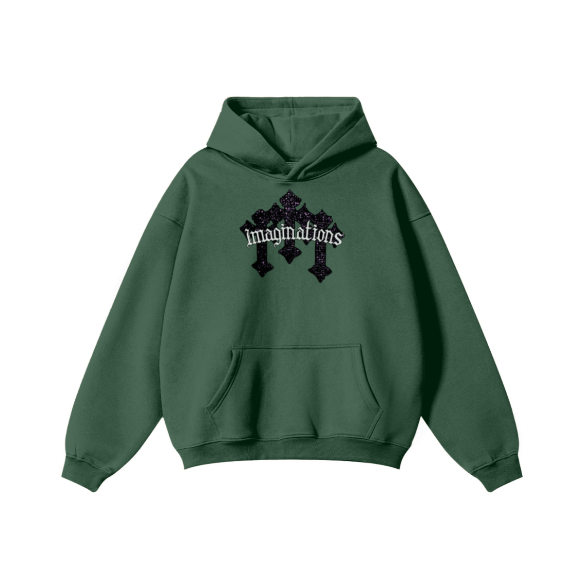 345GSM Men's Solid Color Pullover Hoodie Green