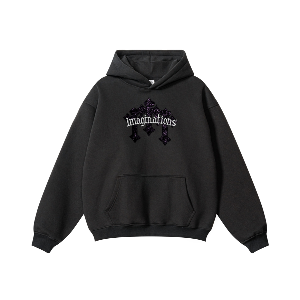 345GSM Men's Solid Color Pullover Hoodie Black