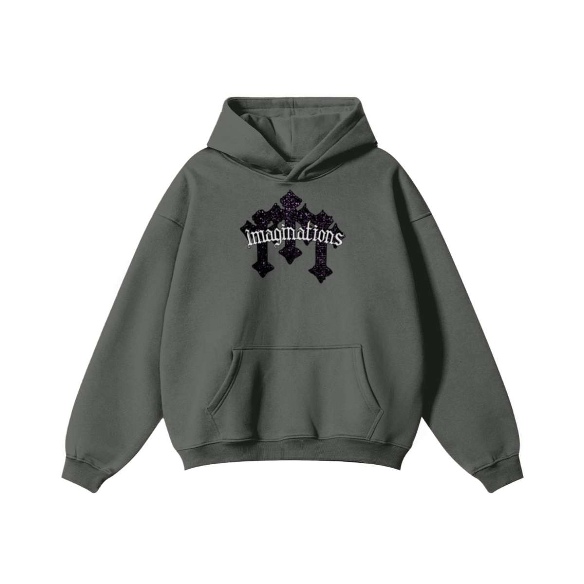 345GSM Men's Solid Color Pullover Hoodie Dark Gray