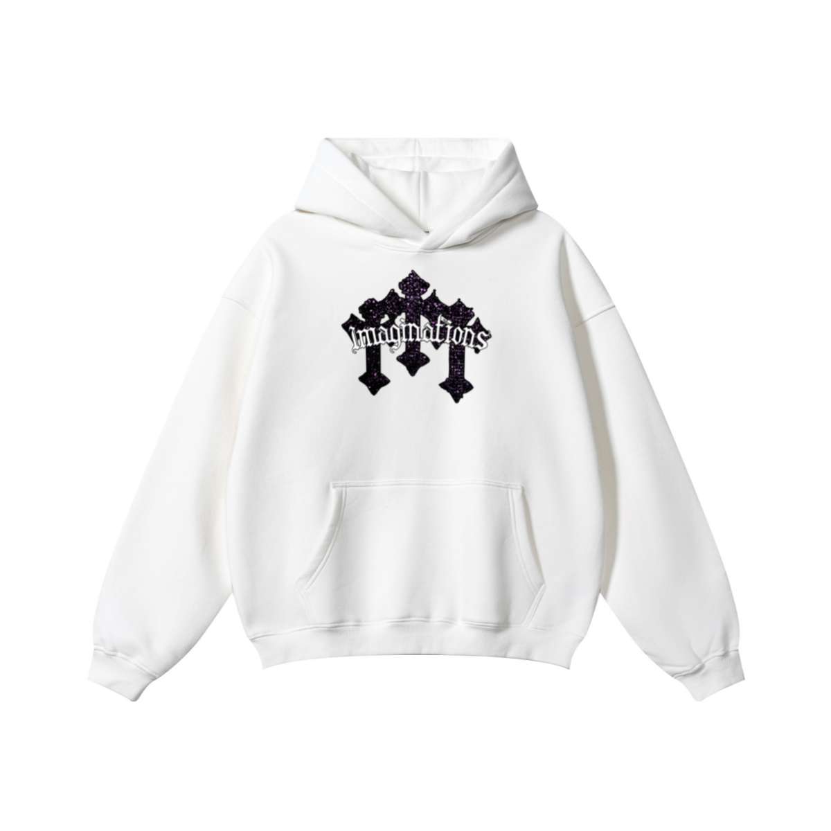 345GSM Men's Solid Color Pullover Hoodie White