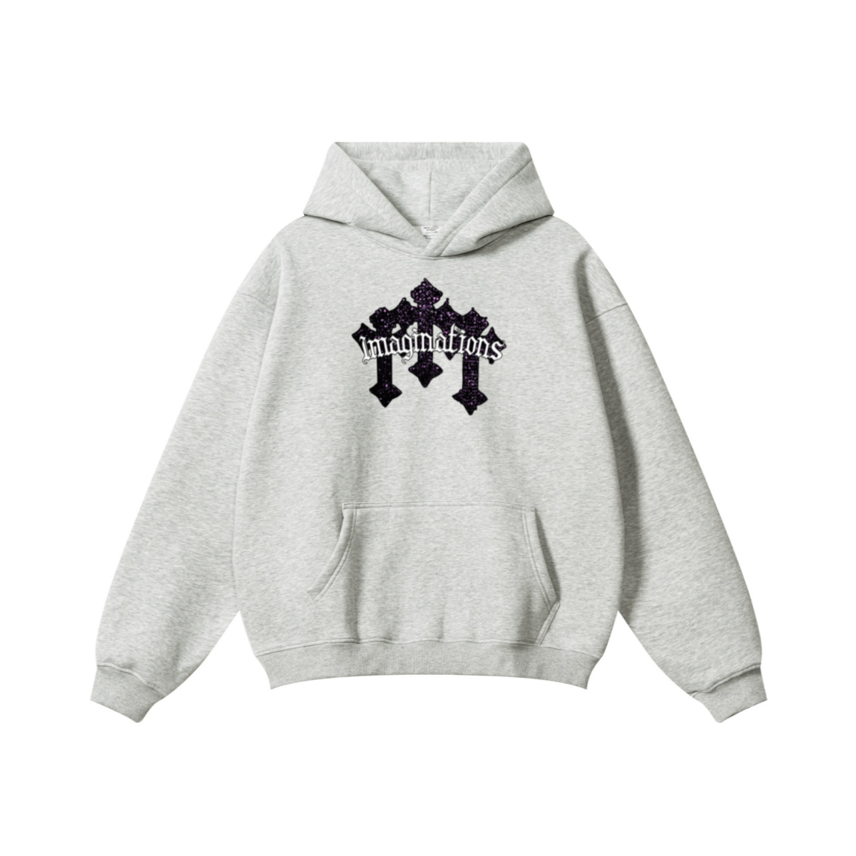 345GSM Men's Solid Color Pullover Hoodie Floral Beige