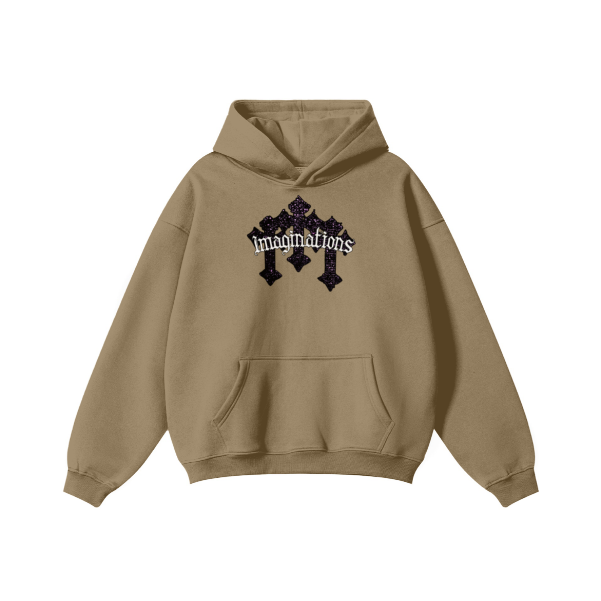 345GSM Men's Solid Color Pullover Hoodie Caramel