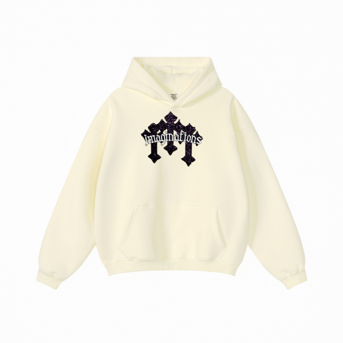 345GSM Men's Solid Color Pullover Hoodie Creamy Beige