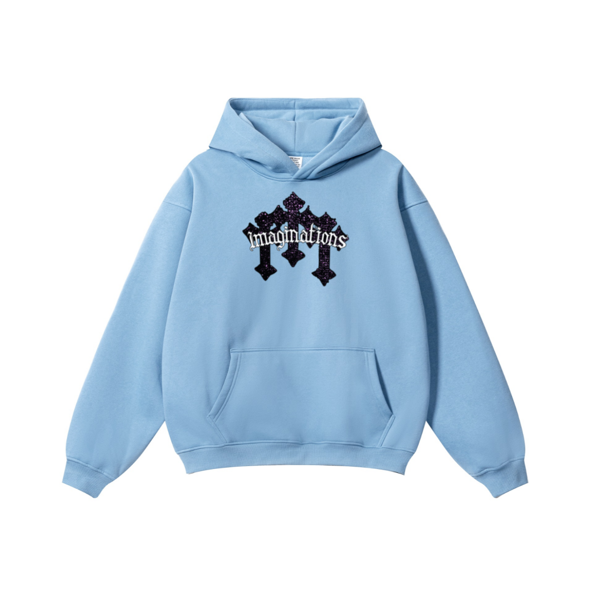 345GSM Men's Solid Color Pullover Hoodie Medium Blue