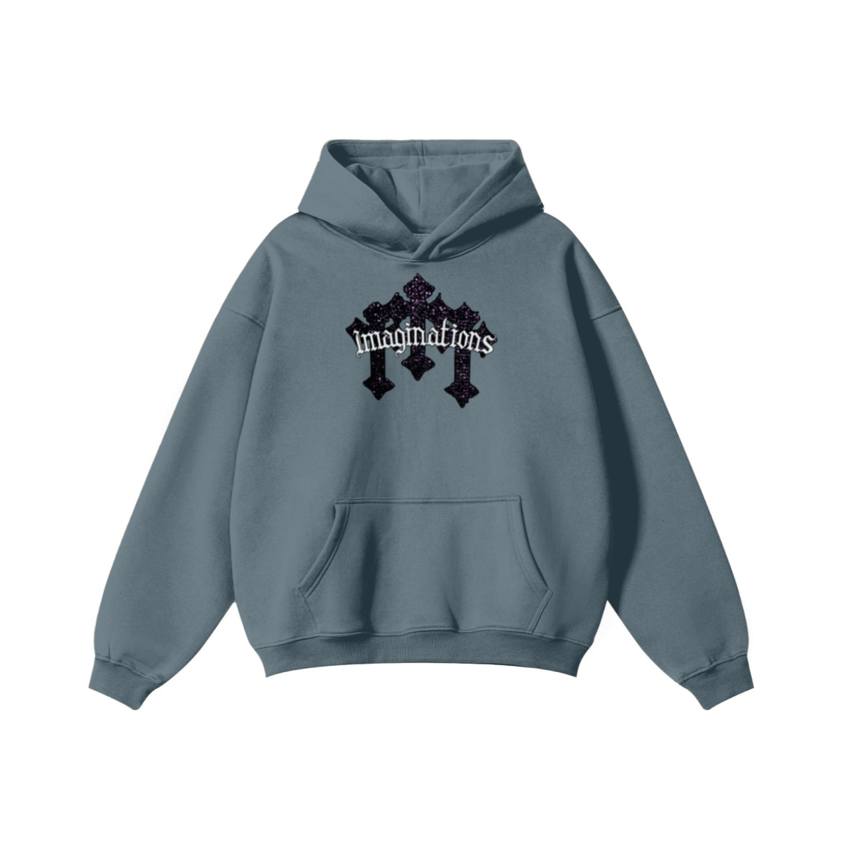 345GSM Men's Solid Color Pullover Hoodie Misty Blue