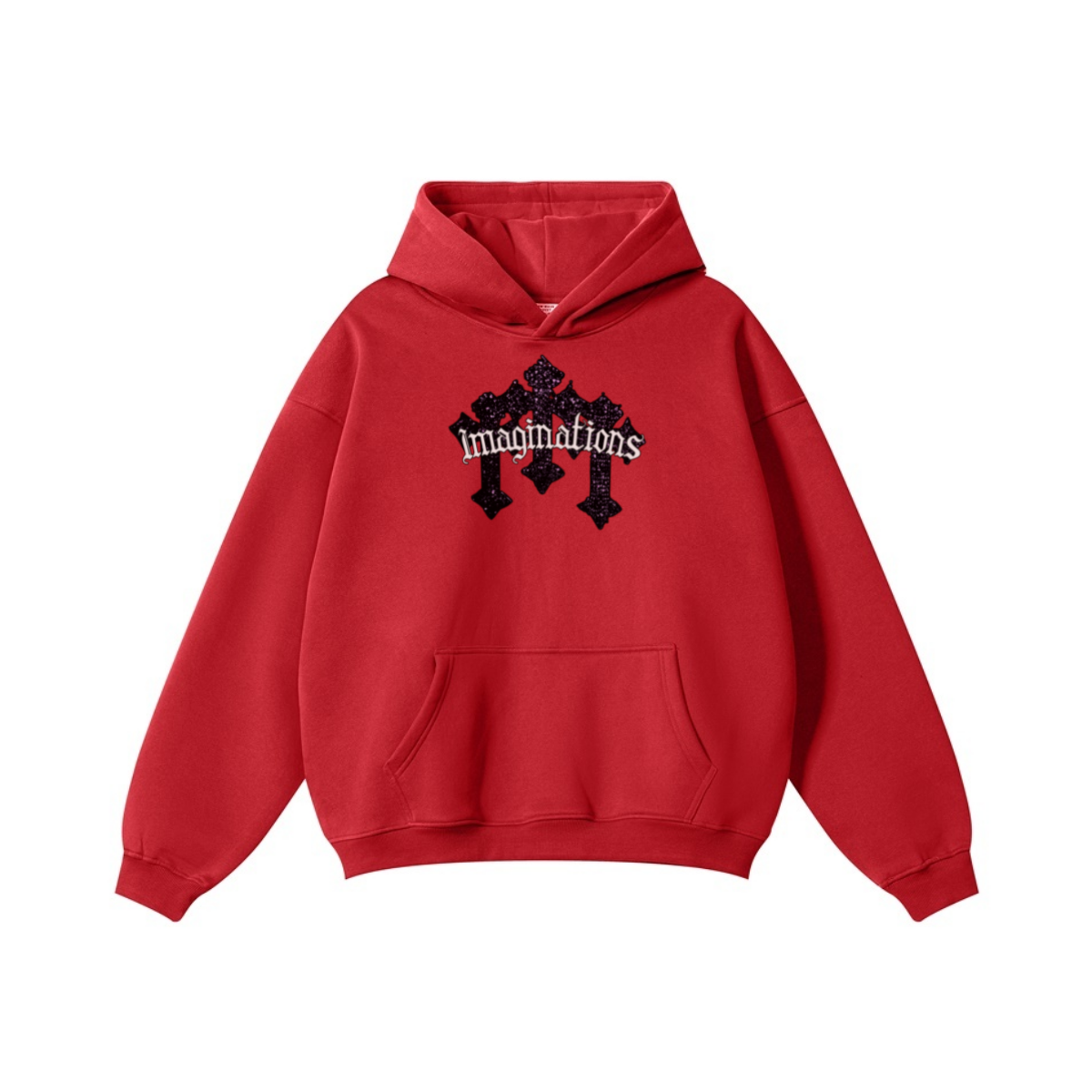 345GSM Men's Solid Color Pullover Hoodie Red