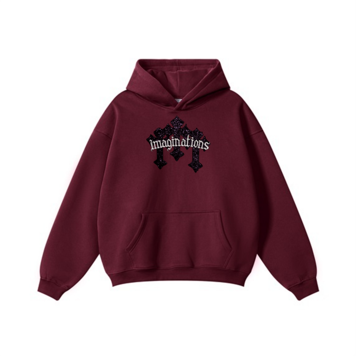 345GSM Men's Solid Color Pullover Hoodie Deep Red
