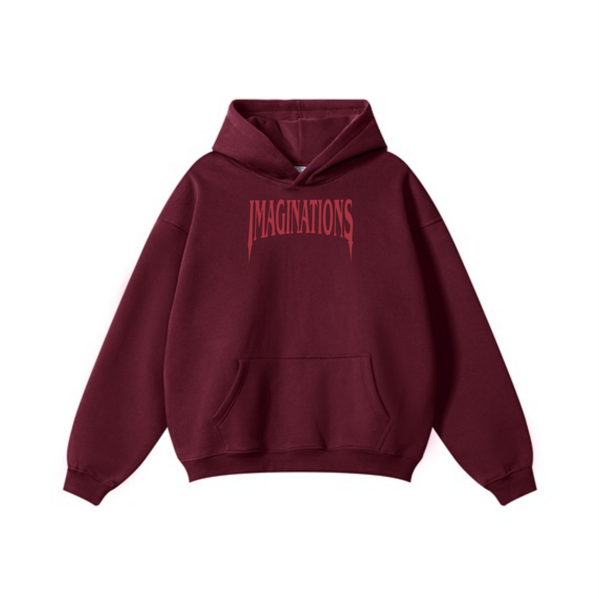 345GSM Men's Solid Color Pullover Hoodie Deep Red