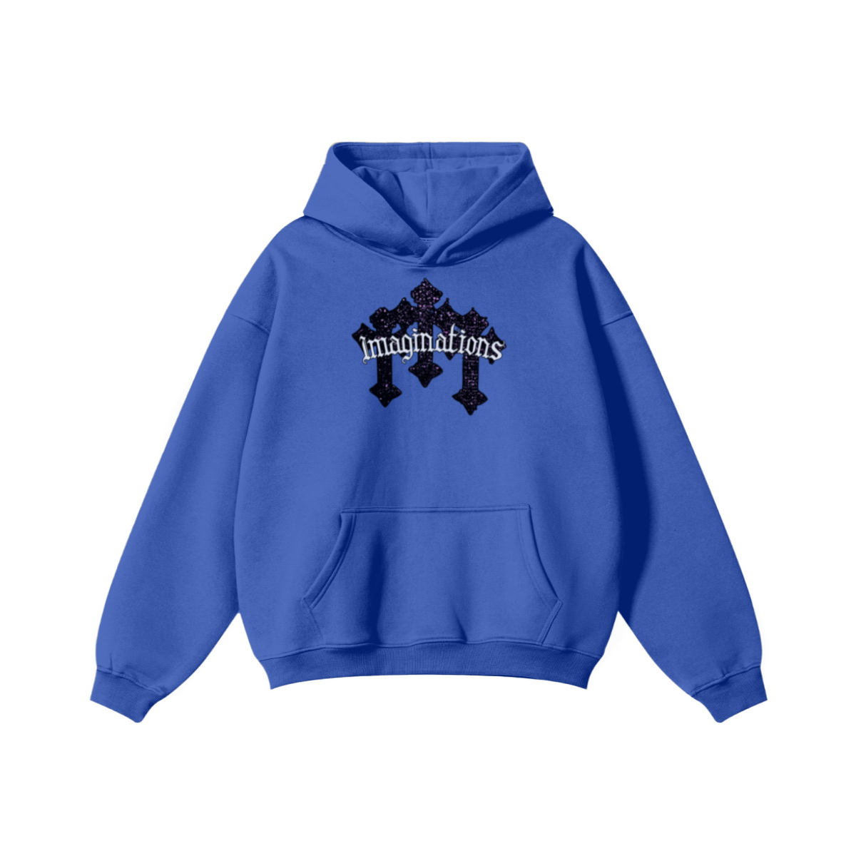 345GSM Men's Solid Color Pullover Hoodie Cyan Blue