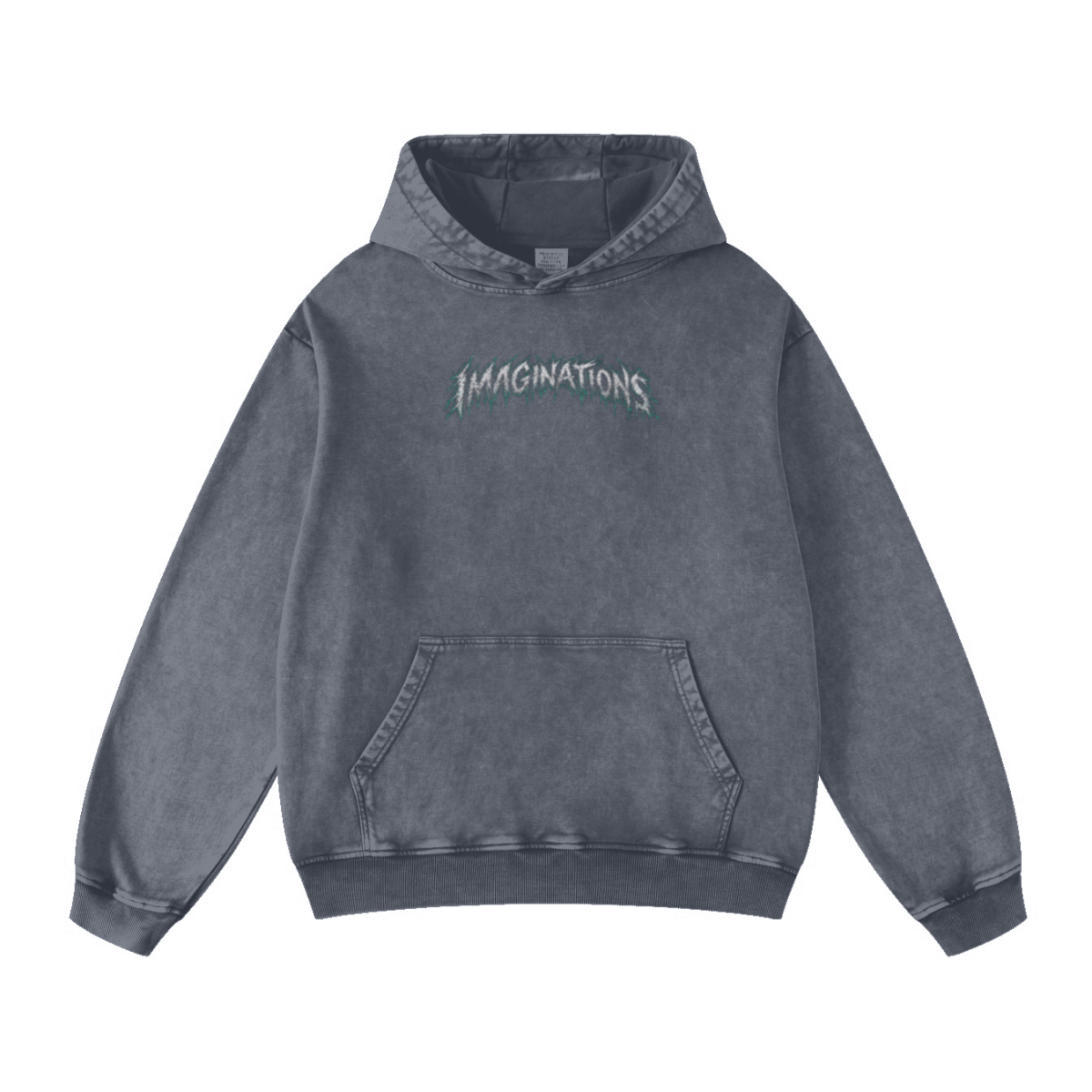 420GSM Men's Heavyweight Snow-Wash Oversized Pullover Hoodie Dark blue