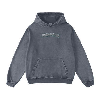 420GSM Men's Heavyweight Snow-Wash Oversized Pullover Hoodie Dark blue