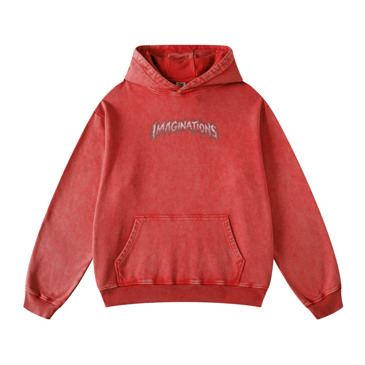 420GSM Men's Heavyweight Snow-Wash Oversized Pullover Hoodie Red