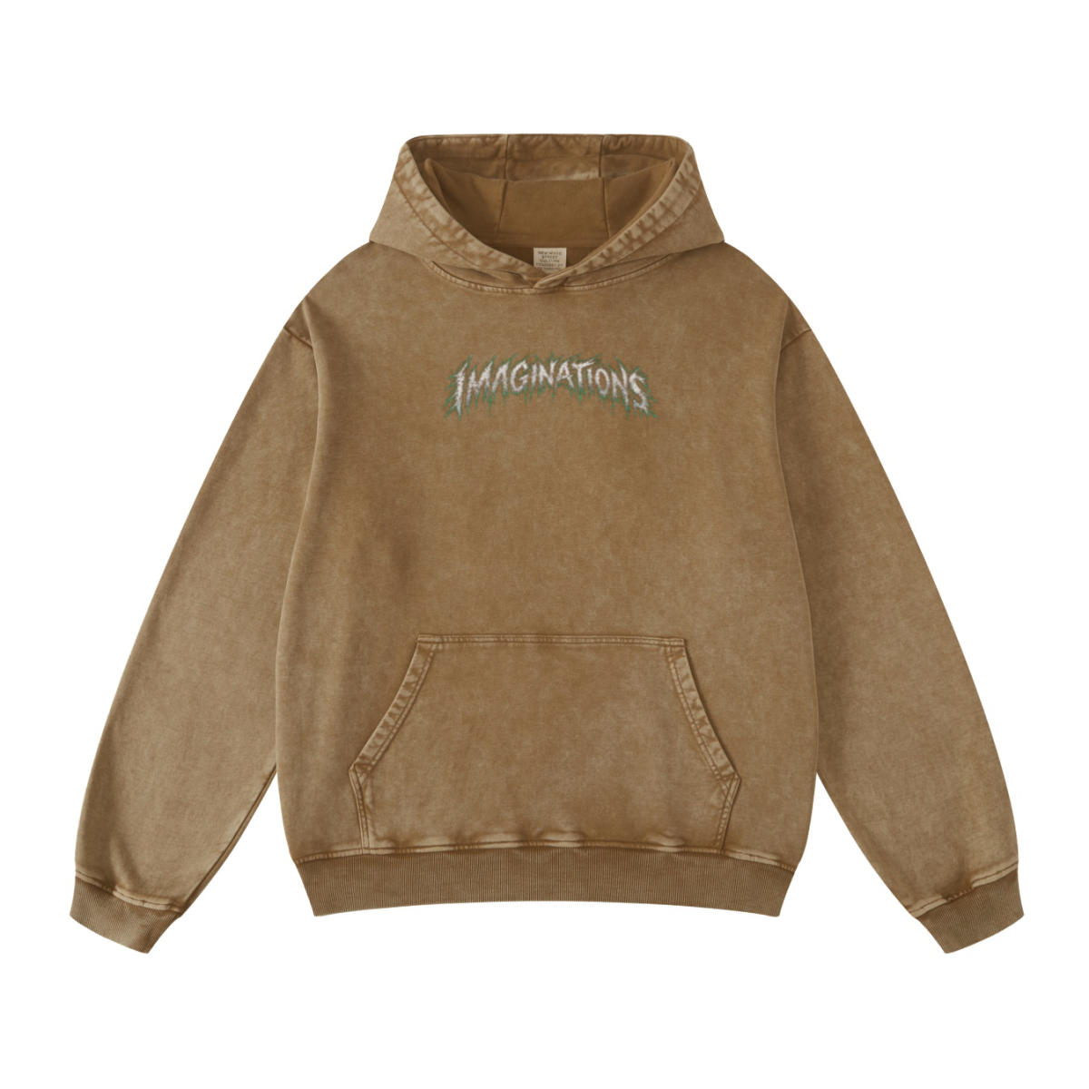 420GSM Men's Heavyweight Snow-Wash Oversized Pullover Hoodie Brown