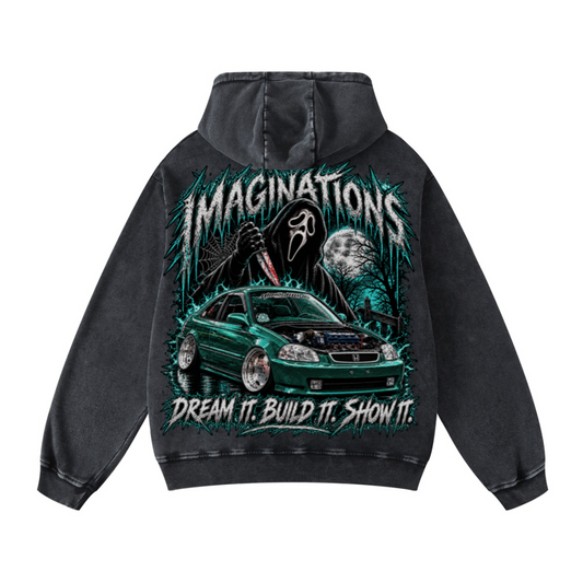 420GSM Men's Heavyweight Snow-Wash Oversized Pullover Hoodie Snow Wash